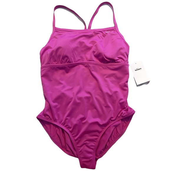 Nike HydraStrong Solid Poly Racer Back One Piece Swimsuit - Picture 1 of 4